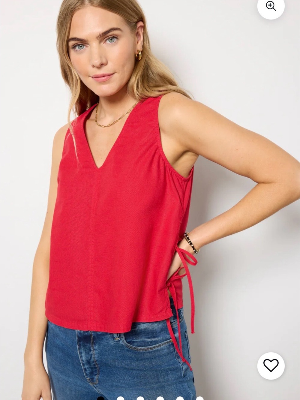 Michael Stars “Gio” little linen in Rumba -Red V-Neck Side-Tie Tank
